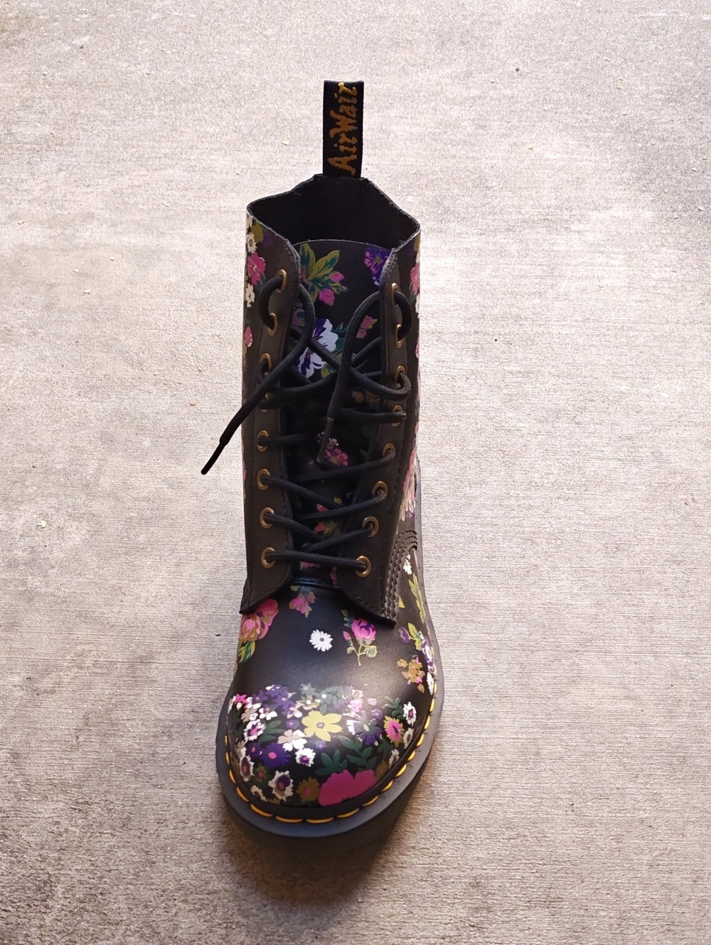 Dr. Martens Black Floral Lace-Up Combat Boot